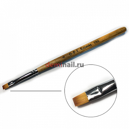Кисть для геля прямая деревянная ручка OPI №4