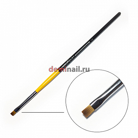 Кисть для геля прямая черная с желтым ручка SimplyNails №1