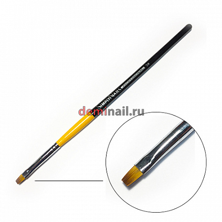 Кисть для геля прямая черная с желтым ручка SimplyNails №3