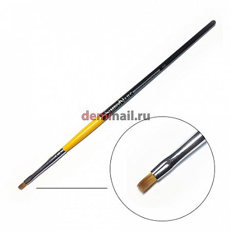 Кисть для геля прямая черная с желтым ручка SimplyNails №0