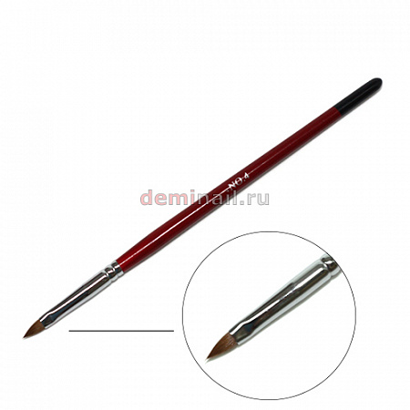 Кисть для акрила лепесток черная с красным ручка №4