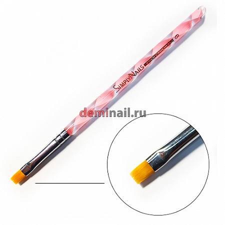 Кисть для геля прямая ручка-спираль SimplyNails №6 (синтетика)