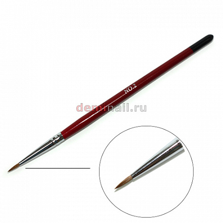 Кисть для акрила конус черная с красным ручка №2