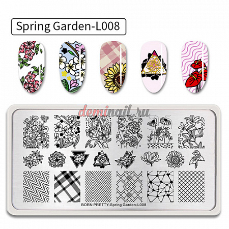 Пластина для стемпинга BornPretty Spring Garden L008