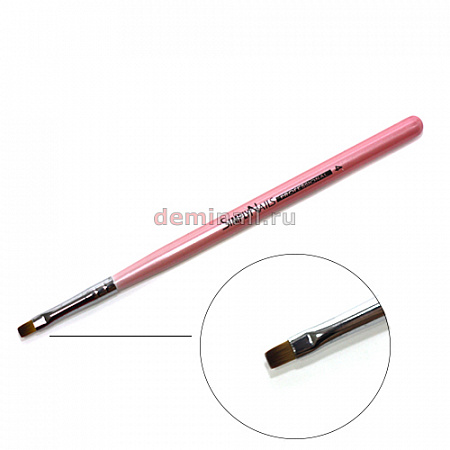 Кисть для геля прямая розовая ручка SimplyNails №4
