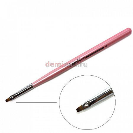 Кисть для геля прямая розовая ручка SimplyNails №1