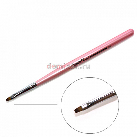 Кисть для геля прямая розовая ручка SimplyNails №2